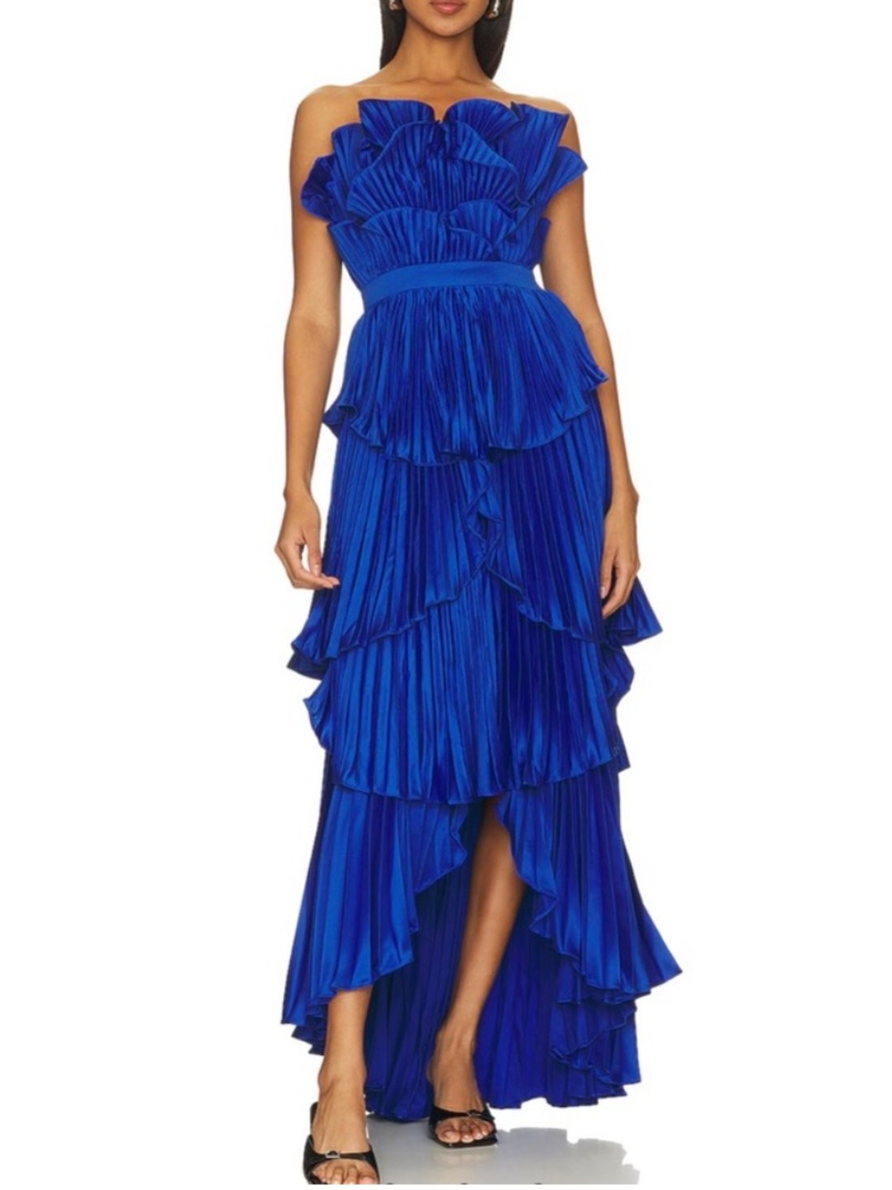 AMUR Judah Scallop Pleated Dress in Royal Blue Like New Size 4
